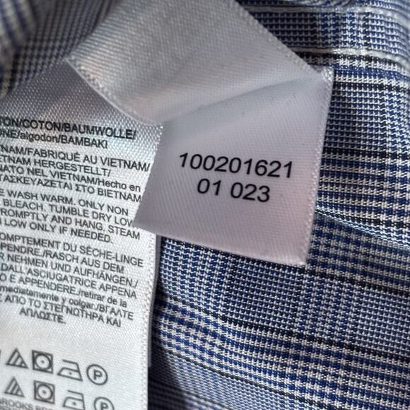 Brooks Brothers 1818 Blue Plaid Spread Collar No Iron Button Down Shirt Large - Picture 7 of 8